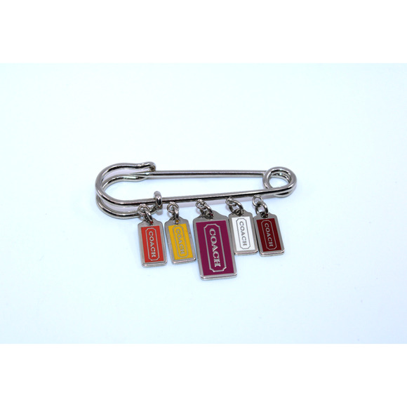 A2 NEW NWoB COACH Kilt Brooch Enamel Hangtag Charm Pin Multi Color - Picture 1 of 3